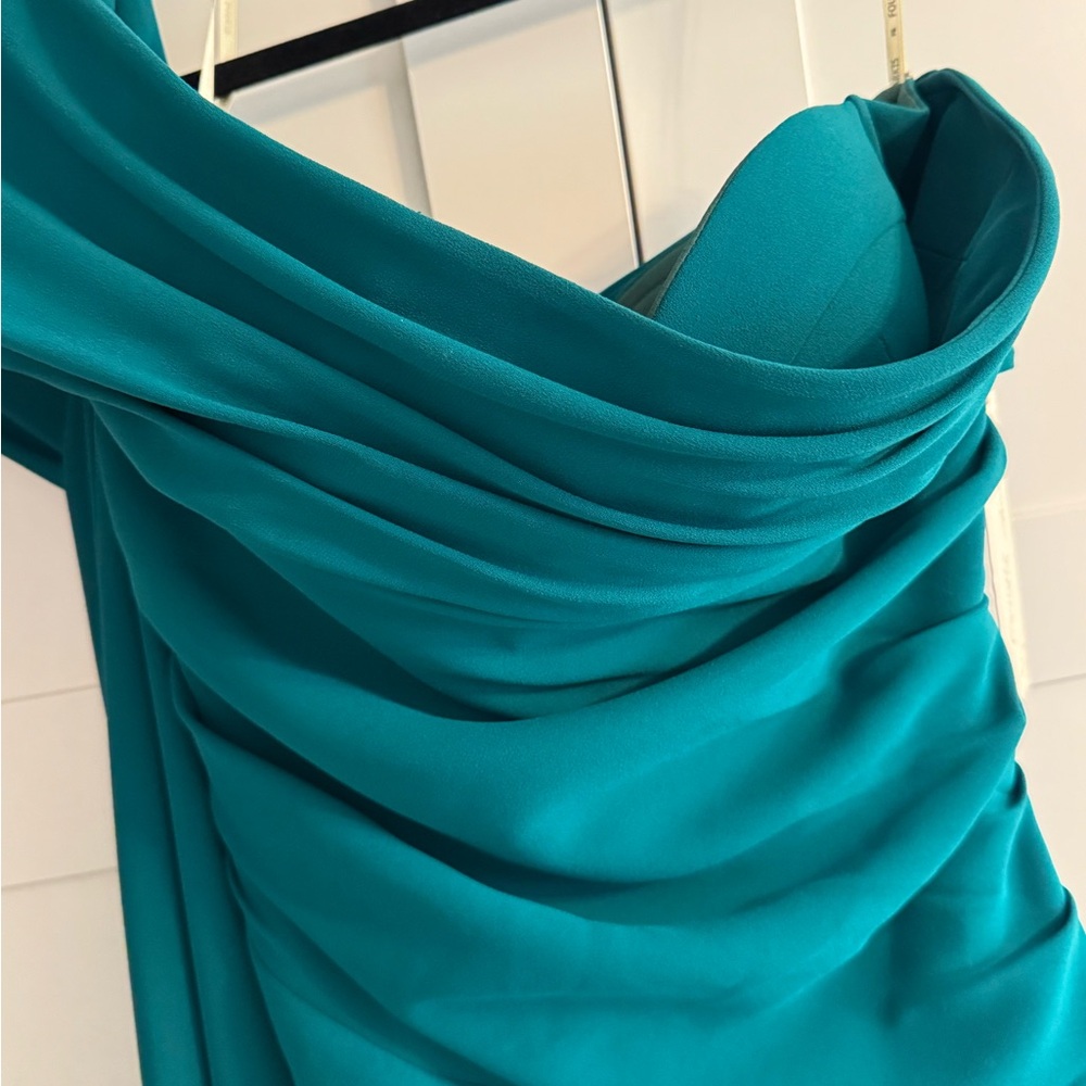 Elegant Teal Off-Shoulder Dress